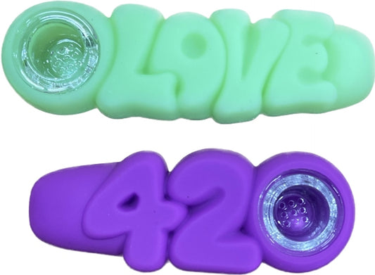 4" SILICONE HAND PIPES W/REMOVABLE PYREX BOWL ASST. COLORS