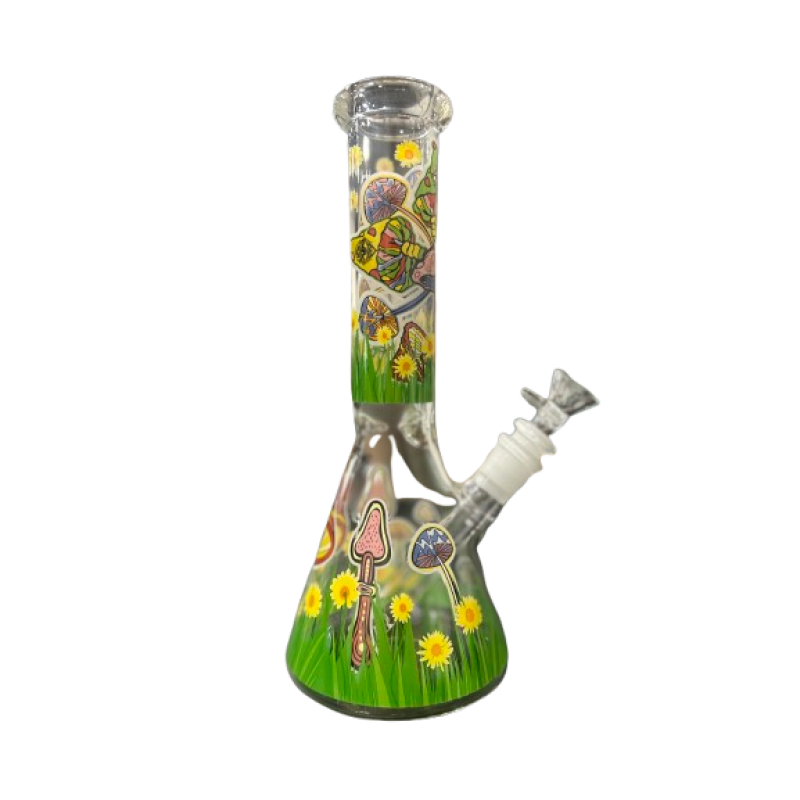 CLOVER 10" MUSHROOM MEADOW GLOW IN THE DARK WATER PIPE