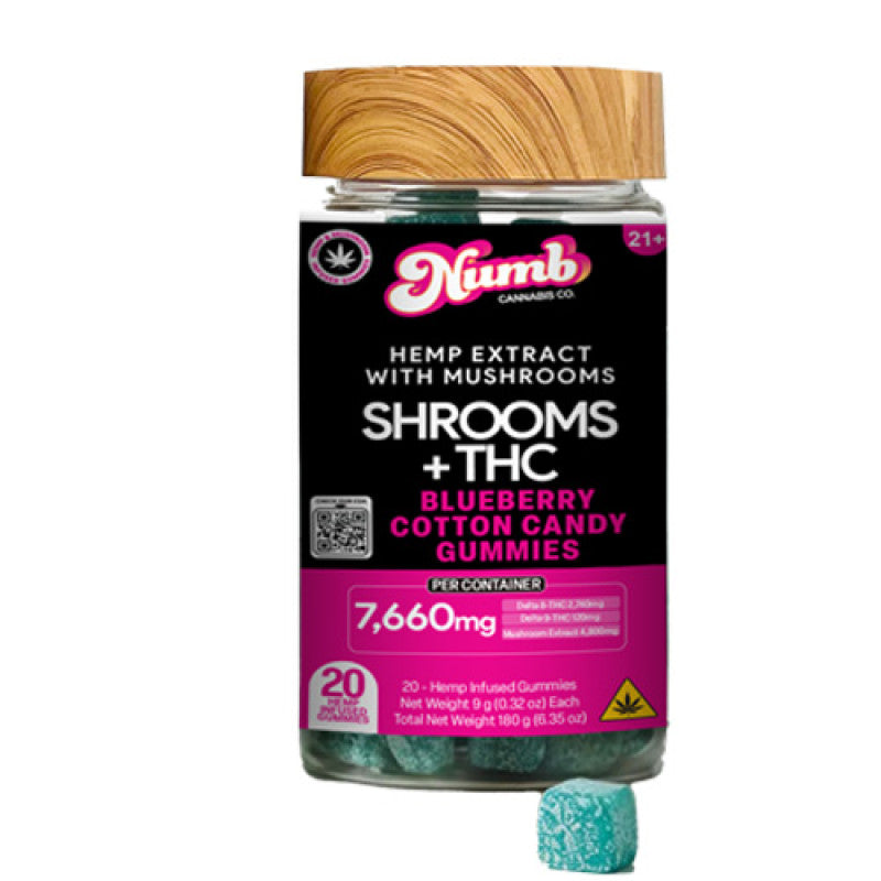 NUMB SHROOMS + D9 THC 7660MG GUMMIES 20CT JAR