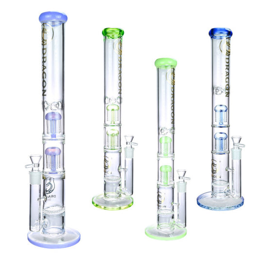 19" Dragon Glass Water Pipe Wi/ Honey Comb Perc & 2 Shower Head Percs
