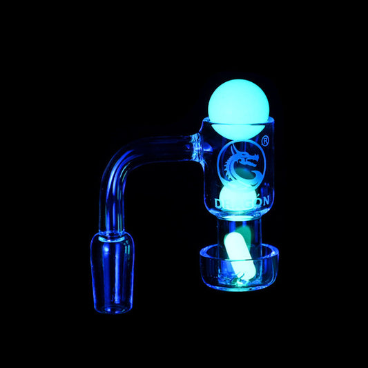 DRAGON - QUARTZ 14MM MALE 90° GLOW IN THE DARK TERP SLURPER KIT