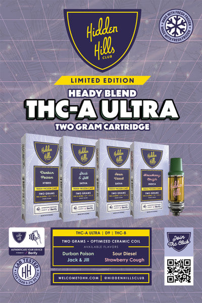 Hidden Hills Fresh Frozen Cart 2G Heady Blend [THC-A ULTRA, D9, THC-B]