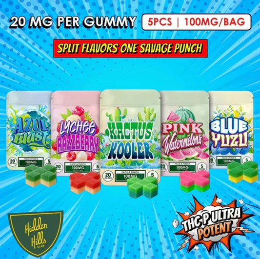 HIDDEN HILLS PACK A PUNCH 5CT/PK 100MG THC-P EDIBLES 1PK